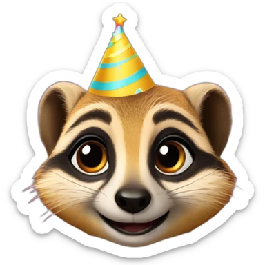 A meerkat a sign that has “Happy Birthday Priya” sticker