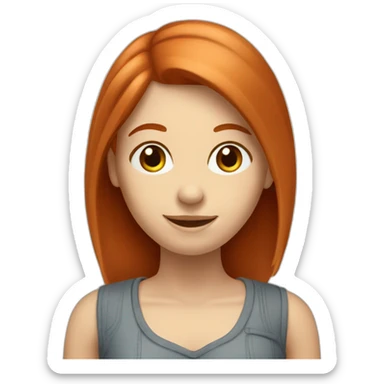 redhead white woman with medium long straight hair, saying ok sticker