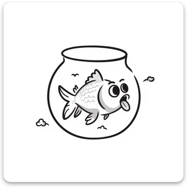 goldfish making a derpy face with tongue sticking out sticker