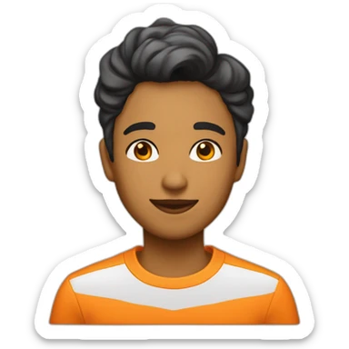 una chica y chico de remera naranja hacen negocios sticker