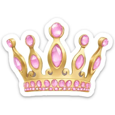 Gold tiara with light pink jewels sticker