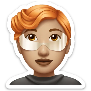 Girl with orange hair with face mask spa beauty full face relaxing sticker