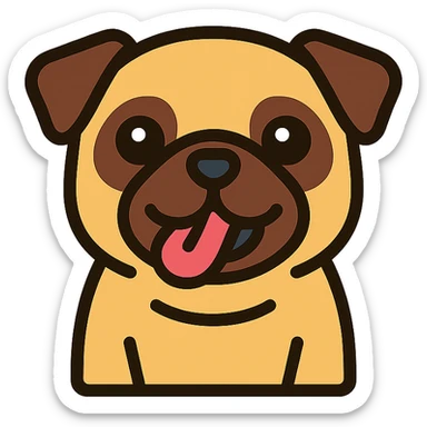 cute pug dog icon with a playful expression sticker