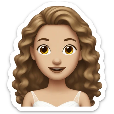 White bride with brown wavy hair sticker