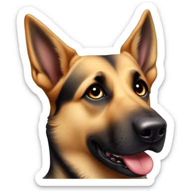 German shepherd with tongue out and tan Labrador retriever with black around his eyes sticker