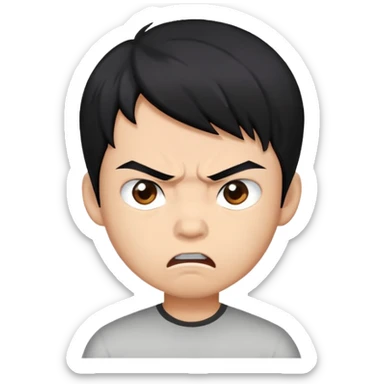 Engry blackhair asian boy sticker