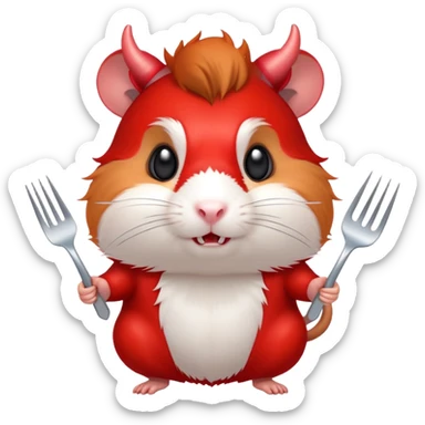 Hamster the Devil with the Devil's Horn and Forks sticker
