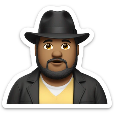 fat man with black hair a fedora and a neck beard (super ugly) sticker