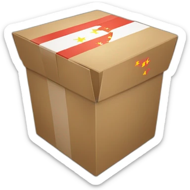 a big sized box with a mark of flag of china, 30 degree rotated to the left sticker