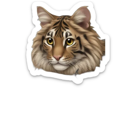 tigers maincoon cat playing with a computer mouse sticker