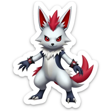 Epic Shiny Cool Edgy Punk Zangoose-Zorua-Pokemon-fakemon-hybrid-animal Full Body  sticker