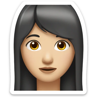 Asian Woman with long black hair and straight bangs  sticker