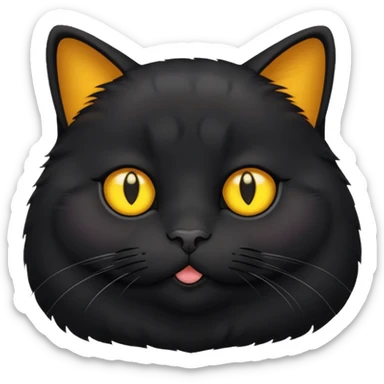 Un gato negro gordito con los ojos de color amarillos sticker