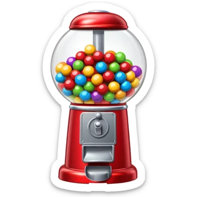 Red Bubblegum machine with multicolored gumballs sticker