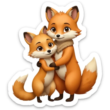 A cute female 9 tail fox hugging a meerkat sticker