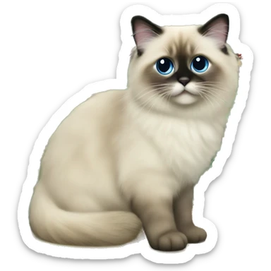 Seal colorpoint ragdoll kiten climbing a Christmas tree sticker