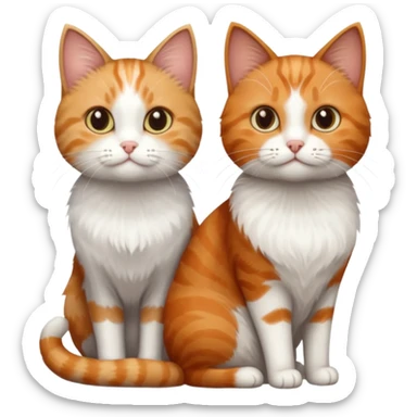 3 different coloured tiny short haired cats, including a dark grey and white cat, a ginger and white and a brown tabby and white sticker