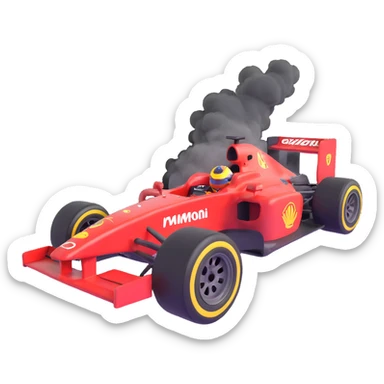 wheel of a Formula 1 race car doing a burnout with smoke and motion, dynamic, detailed sticker