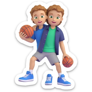 a cheerful boy with wavy ginger light brown hair, short sides, longer on top, green grey eyes, dark blue shirt, holding a Jordan sneaker, smiling sticker