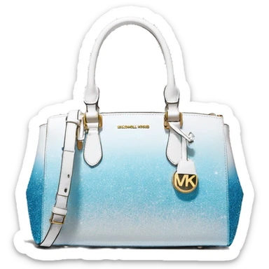 Realistic sky blue to white ombre glitter michael kors satchel purse. sticker