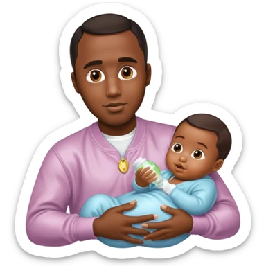 Sean “Diddy” Combs with baby oil and a very small infant sticker