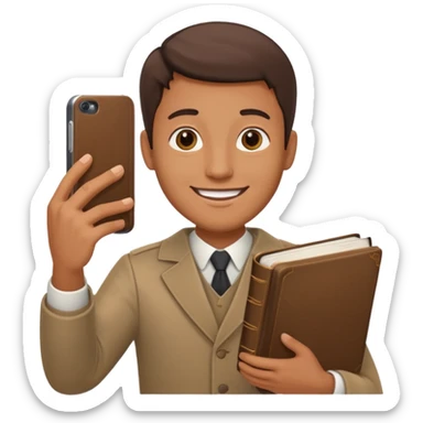 un homme avec une bible a la main qui fais un selfie  sticker