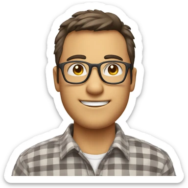 A person wearing check shirt and wearing specs he was done aerospace study but a teacher  sticker