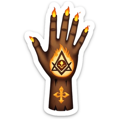 Occult symbol burned into skin, glowing embers, ritual ownership sticker