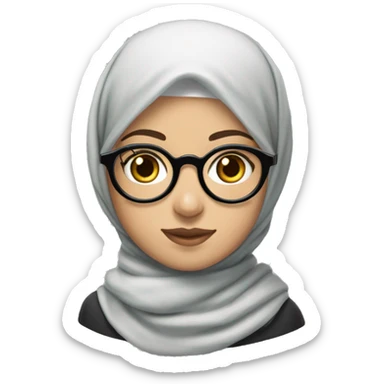 Palestinian girl, white skin, with a vela hijab and round Harry Potter glasses and also wearing a keffiyah sticker