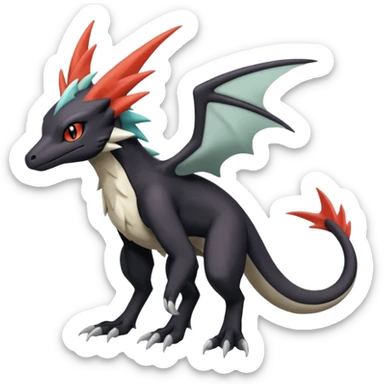 Salandit-Noivern-Mightyena-Silvally-Fakémon-hybrid-creature (full body)  sticker