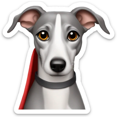 Grey whippet with a red blanket sticker