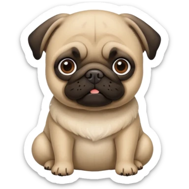Pug fofo com pote de ração sem nada dentro sticker