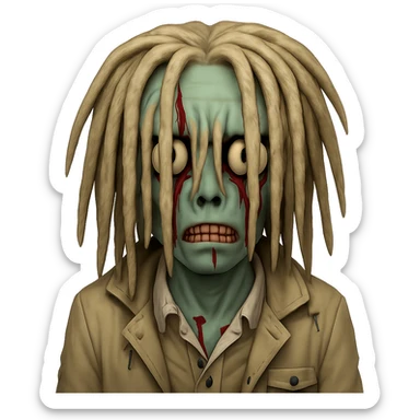 Make the dreads shorter and covering the face, keep the background transparent. The style should maintain the original look of the image. sticker
