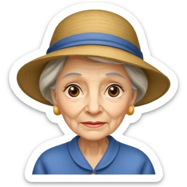 elderly woman with hat sticker