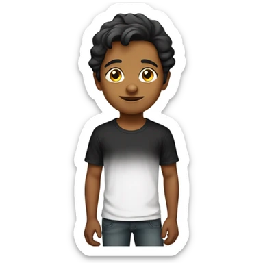 Indian boy in black t shirt with spectacular  sticker