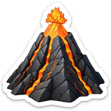 A volcano peak glowing with orange lava cracks. sticker