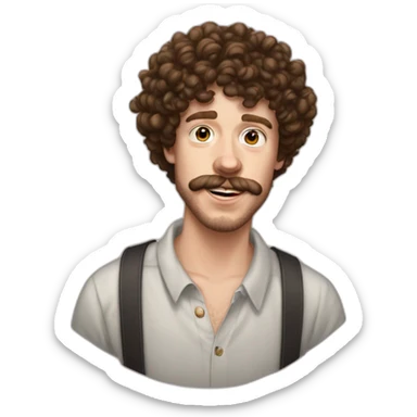jack harlow con una gran barba y bigote, imagen realista  sticker