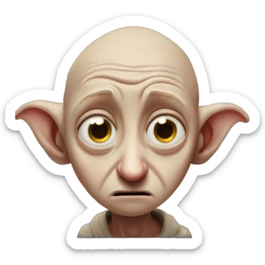 Dobby making a very sad frown face with tears streaming down his face  sticker