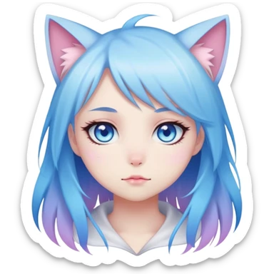 Gorgeous Cute Edgy Kawaii Pastel Gradient Beautiful Anime Emo CatLady blueyes sticker