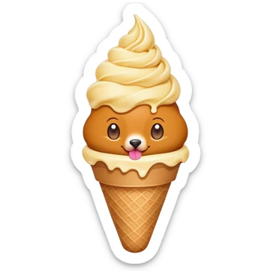 Un emoji con un cirneco dell'etna che mangia un gelato sticker