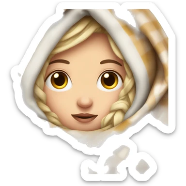 White girl snuggled in a blanket freezing sticker