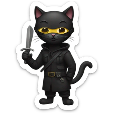 A black cat as a thief thief with blindfold sticker