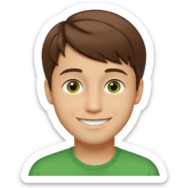 guy with a short hair that is medium brown. hazel eyes that lean green. light skin sticker