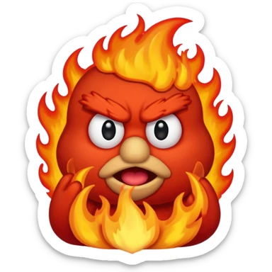 Elmo angry surrounded by fire sticker