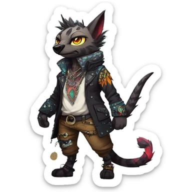 cool edgy animal fursona creature by griffsnuff & LiLaiRa & Falvie with badass colors and patterns and a spiked collar full body sticker
