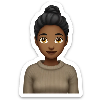 Brown skin girl with straight black hair in a sweater sticker