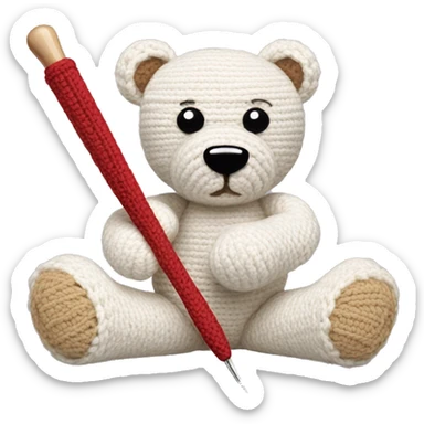 Crochet hook making a stuffed animal sticker