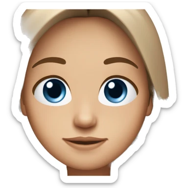 Long, brown hair(straight); blue eyes; tan skin; freckles  sticker