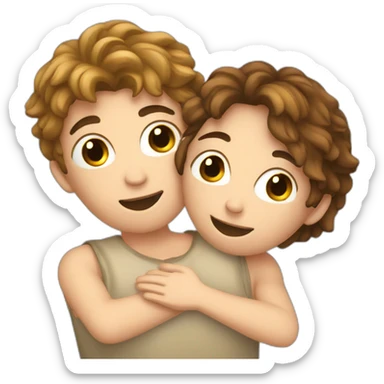 europeans young lovers with brown hairs hugging in a comforter ball sticker