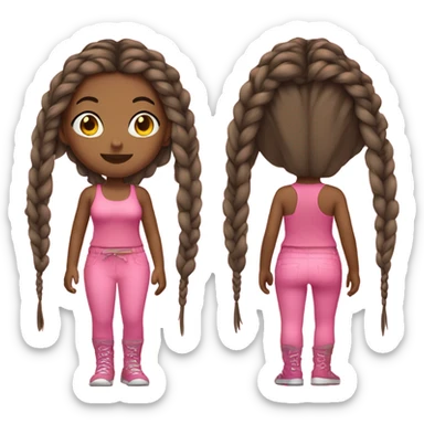 black girl dressed in pink with knotless braids sticker
